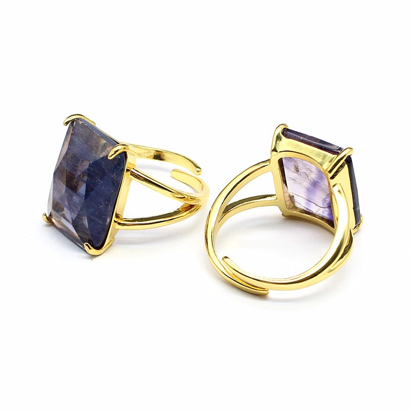 Rectangular Crystal Ring Fashion Healing Gemstone Ring for Women Jewelry Gifts