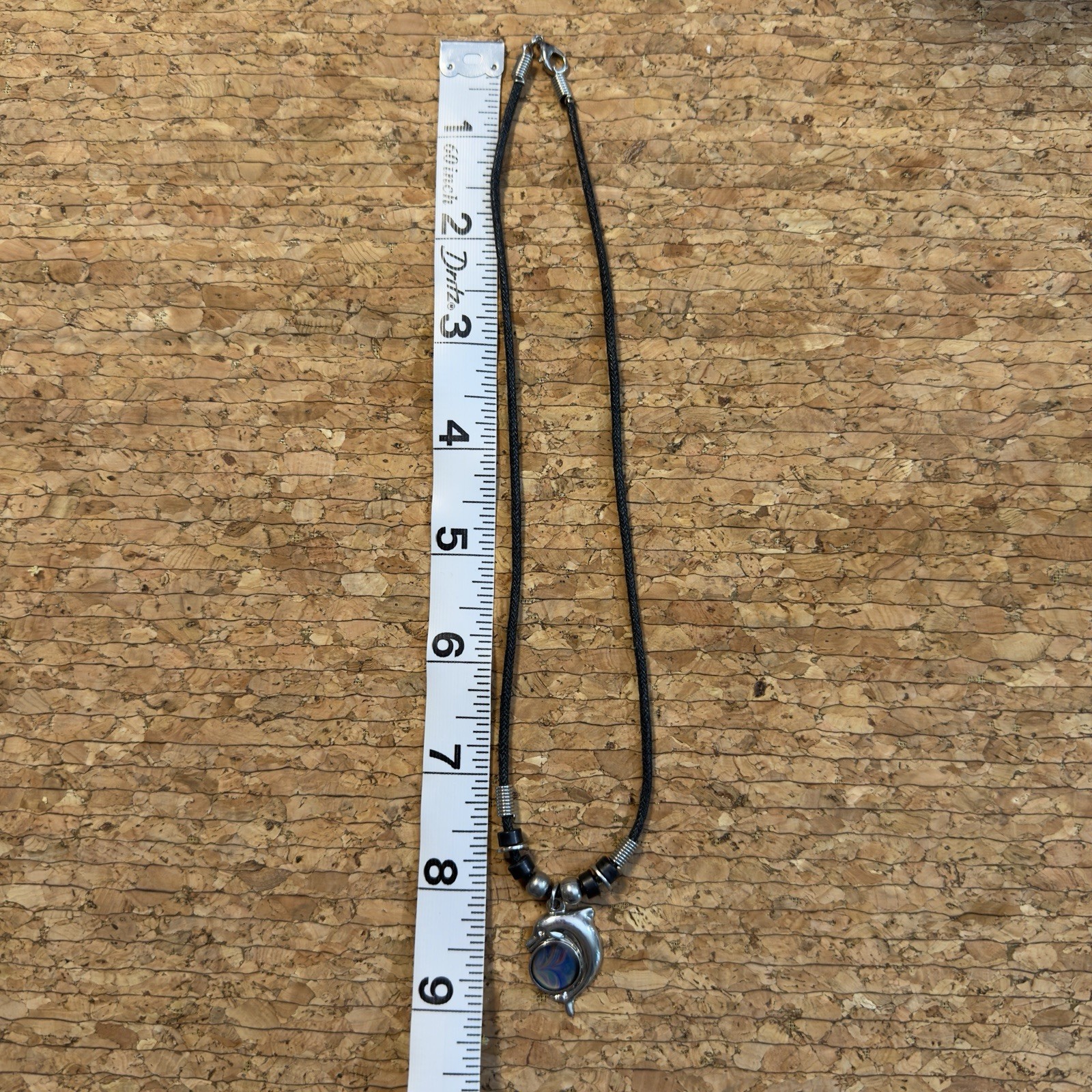Vintage Y2K Mood Dolphin Necklace Color Change Pendant Black Cord Beach Boho