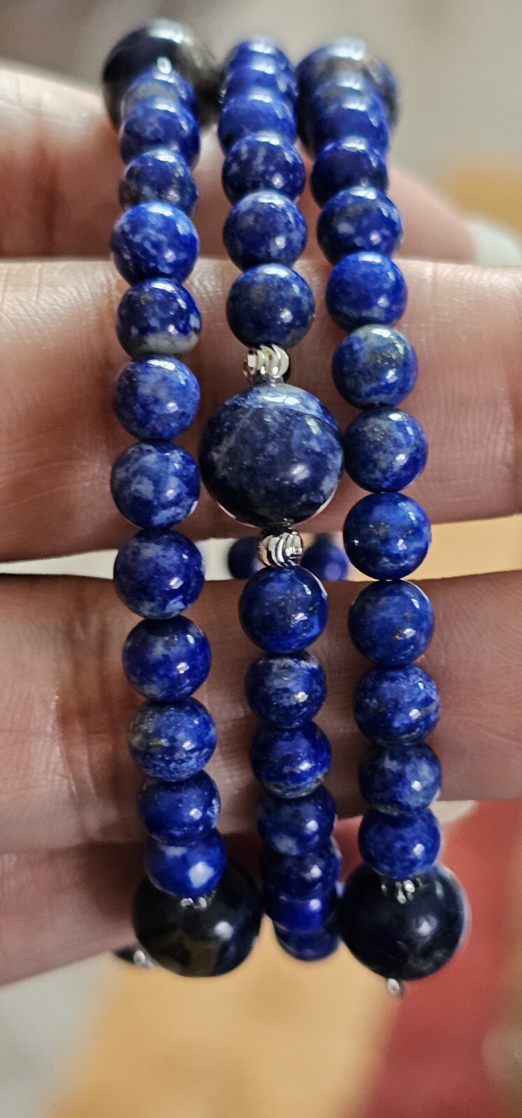 Natural Lapis Lazuli 5.5mm & Sodalite 8.5mm Crystal Bracelet