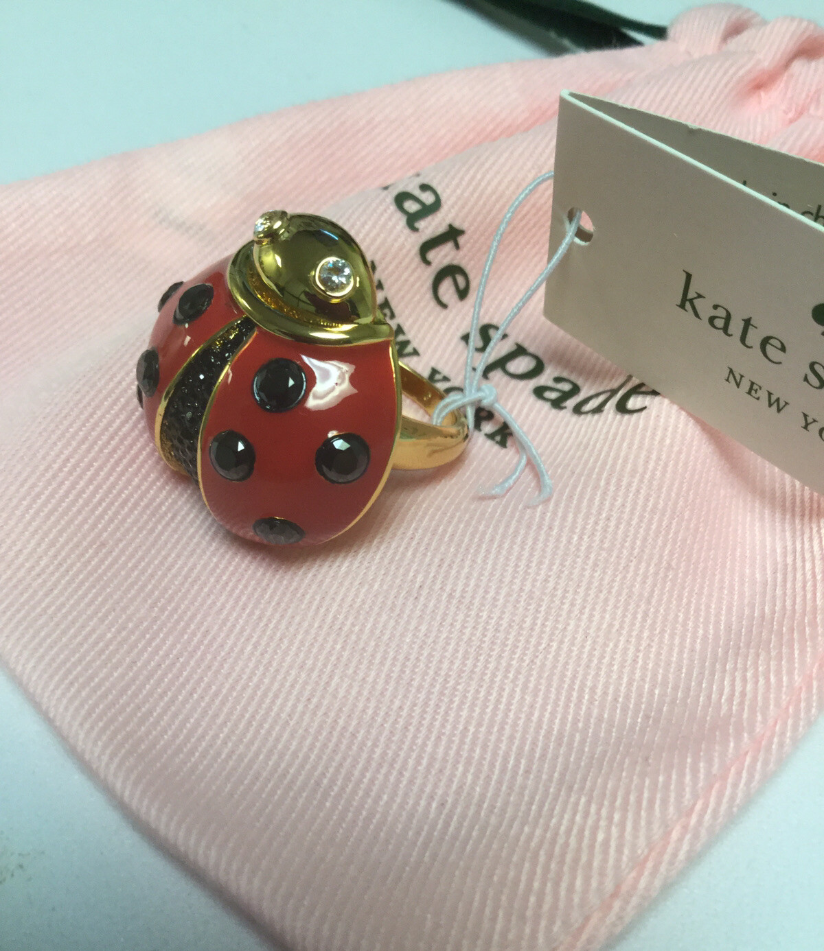 NWT Kate Spade NewYork 12 K Gold Plated Little Ladybug Ring Size 6 New