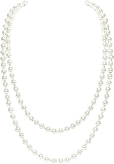 Long Pearl Necklace Faux Pearls Necklace Set Beaded Long Pearls Necklace 1920s G