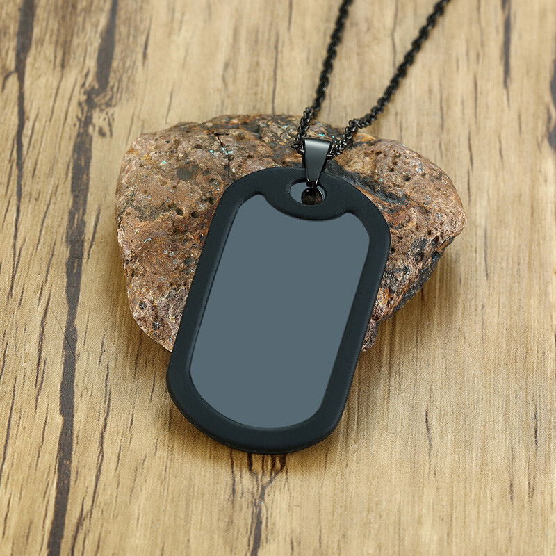 Personalized ID Name Military Dog Tags w/ Silicone Silencer Men Necklace Pendant
