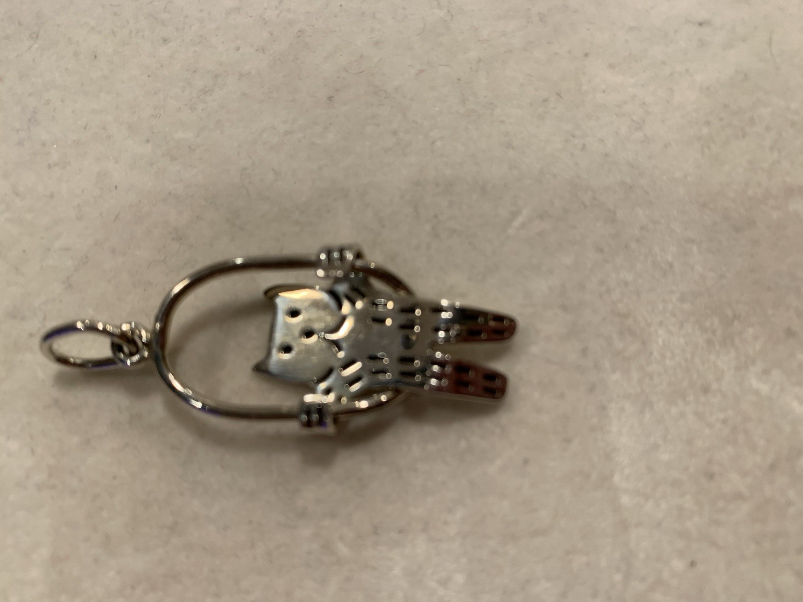 Cat On A Swing 950 Silver Pendant ~ 1 3/4 Inches!