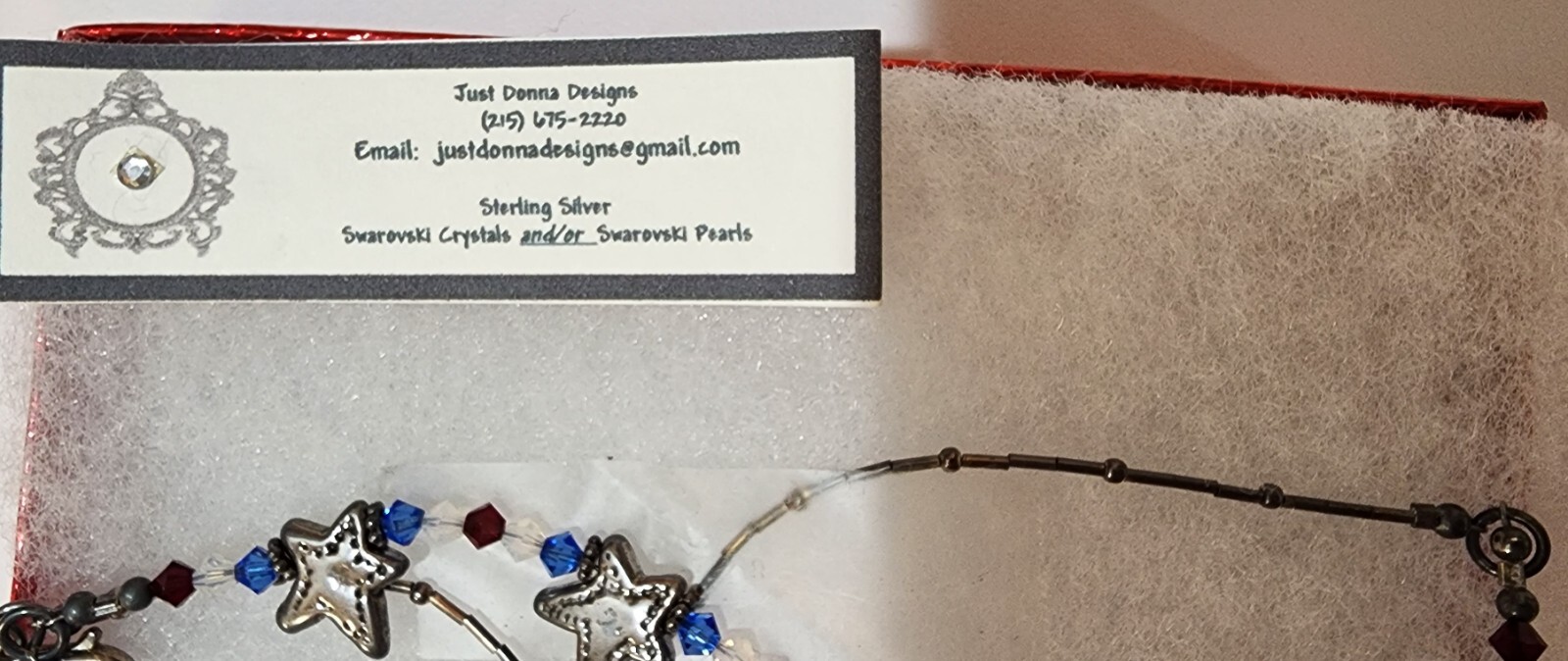 Sterling Silver Necklace Made With Stars & Swarovski Crystals 18 ” RARE