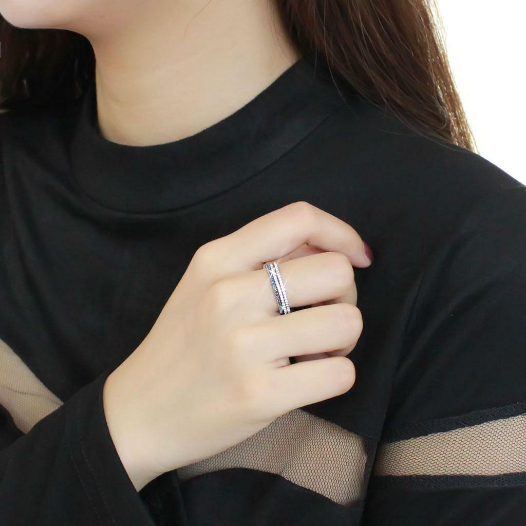 DA066 – High polished (no plating) Stainless Steel Ring with AAA Grade CZ in