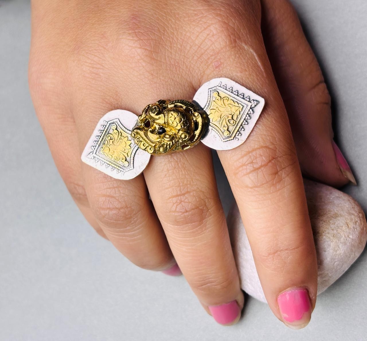 925 Silver Peacock Adjustable Ring Two-Tone Vintage Statement Ring For Women