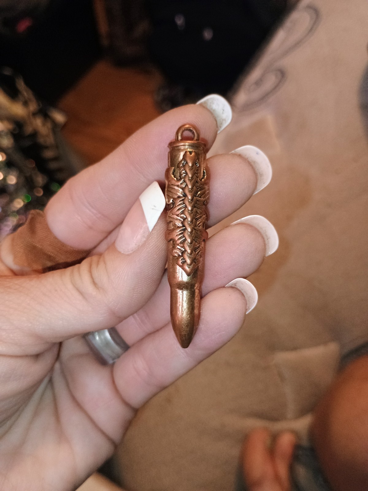 Gothic Dragon Bullet Pendant Necklace – Bronze Tone Pu