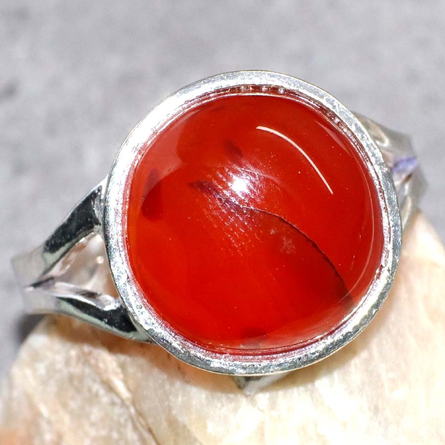 Exclusive Carnelian 925 Silver Plated Ring US FreeSize Unique Jewelry MJ
