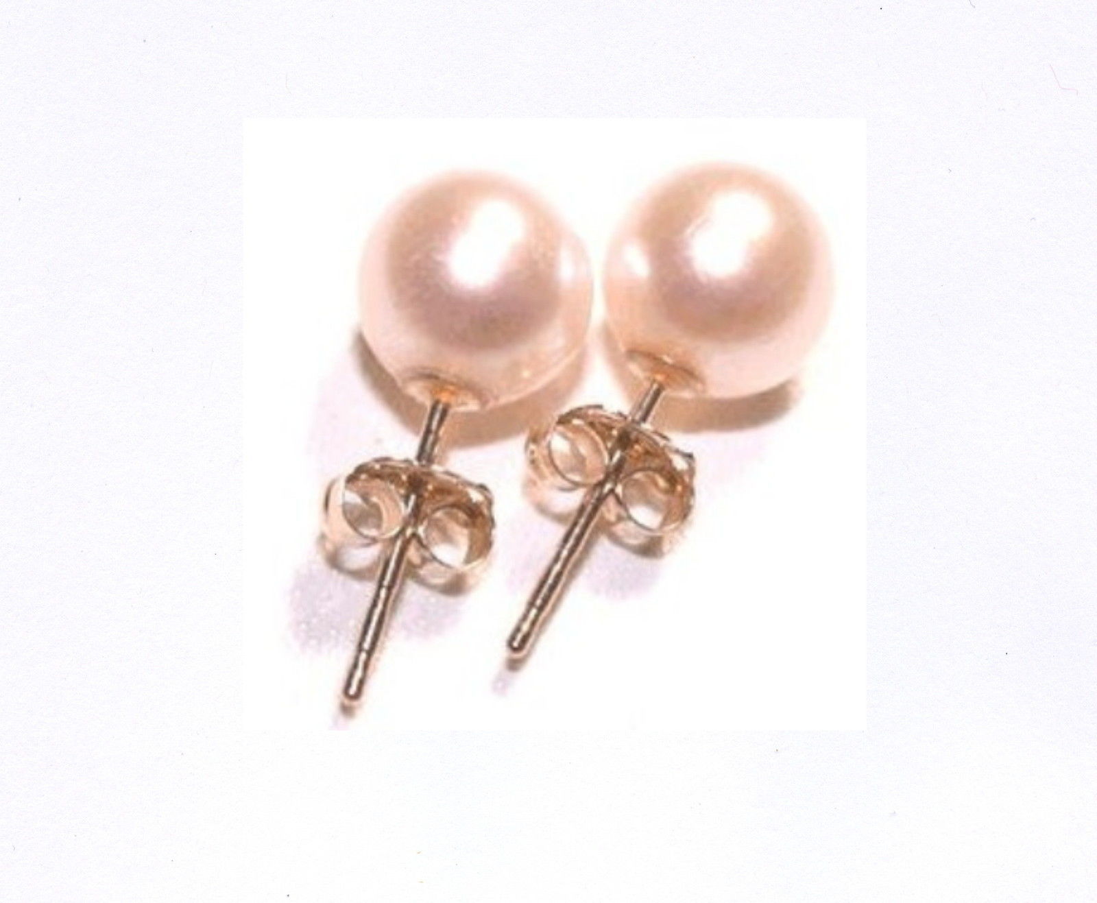6mm 8mm 10mm 12mm 14mm PINK Shell Pearl Stud Earrings 14K Solid Yellow Gold Post