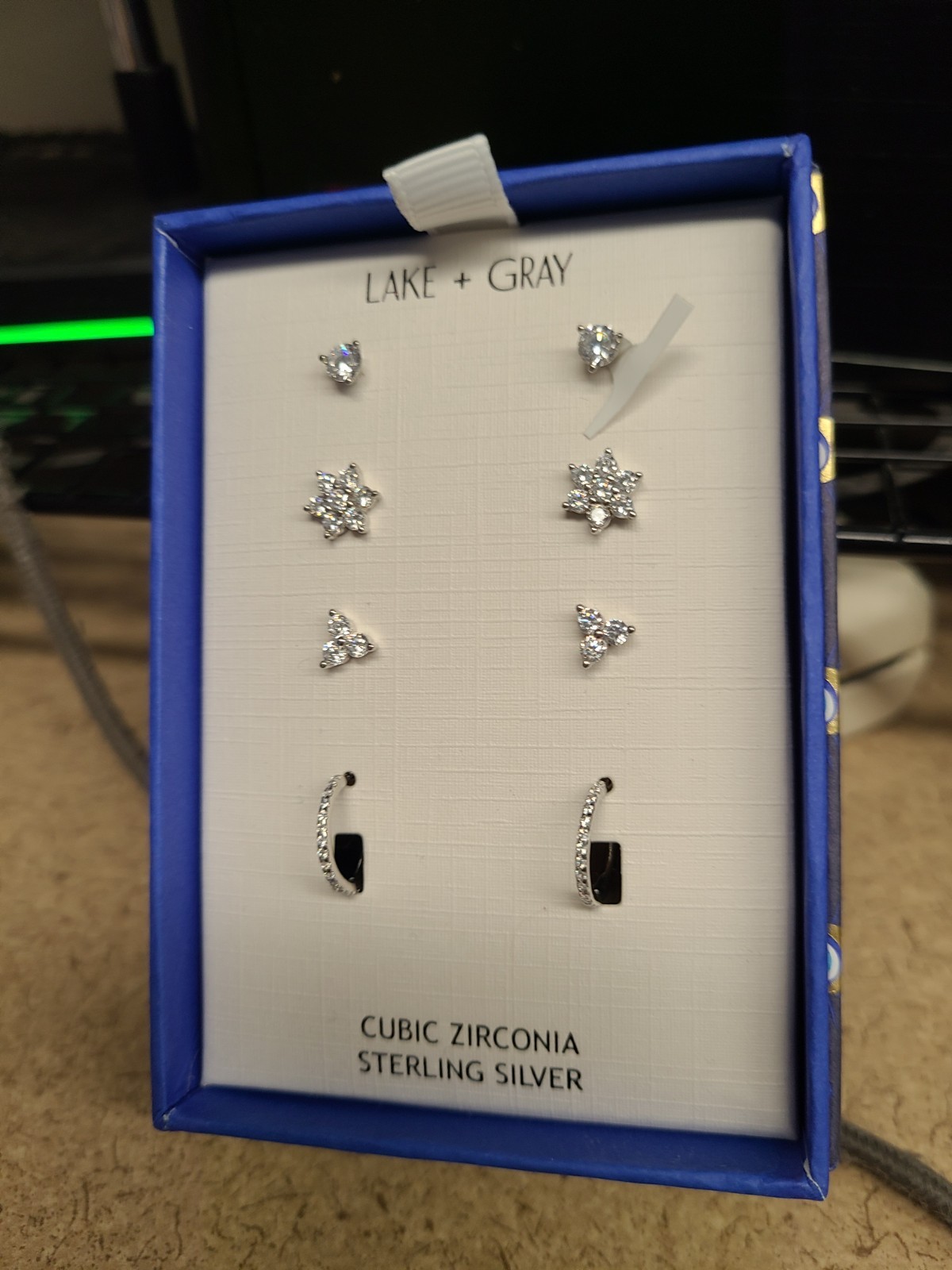 Lake & Gray Sterling Silver Cubic Zirconia Earring Set