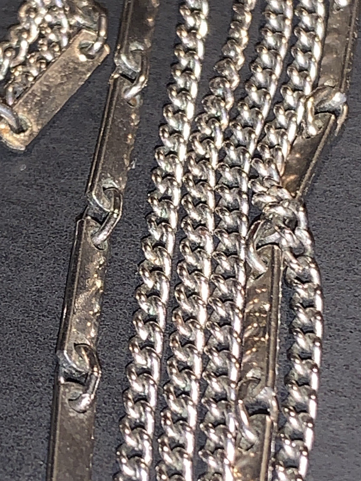 Multi 3 Strand Park Lane Statement Necklace Silver Tone Vintage