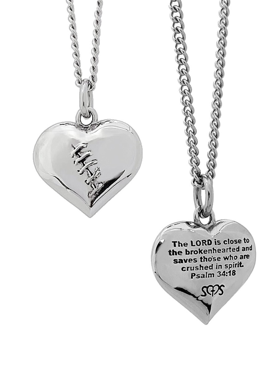 Women’s Stainless Steel Healing Heart Necklace-Psalm 34:18