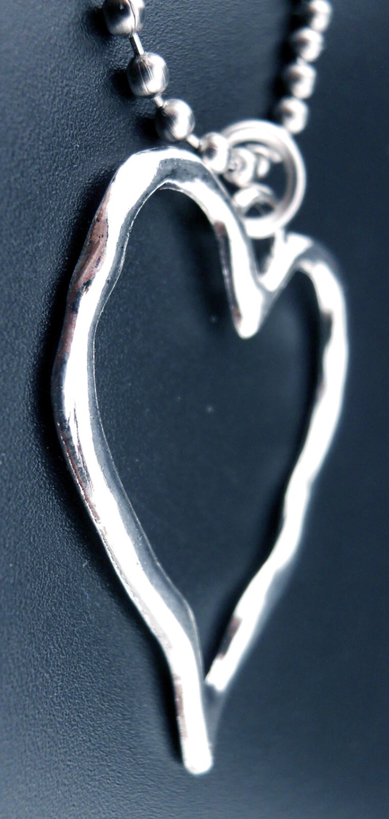 Heart Necklace Stainless Chain New Pendant Open Love Abstract Hammered Look