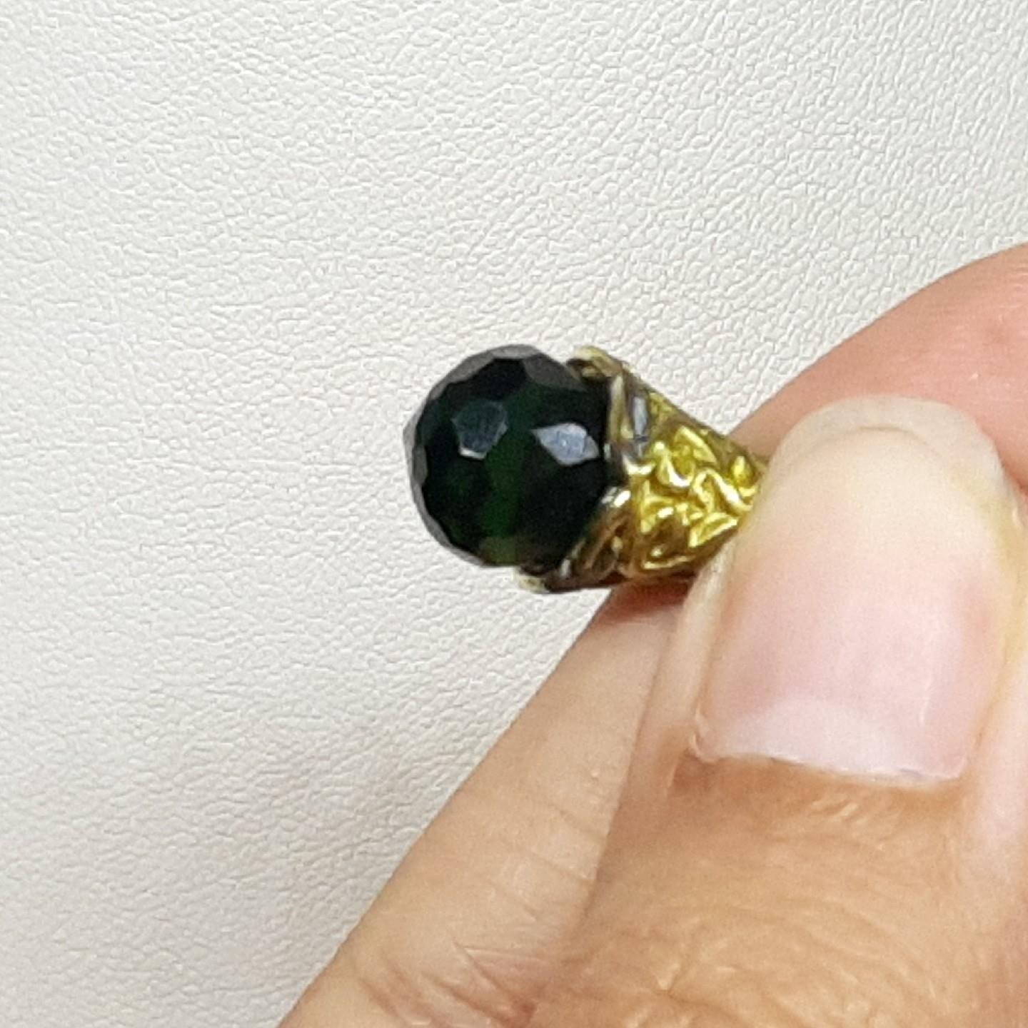 3.59ctw Chrome Diopside & White Sapphire 14K Yellow Gold Silver Pendant 4.3g