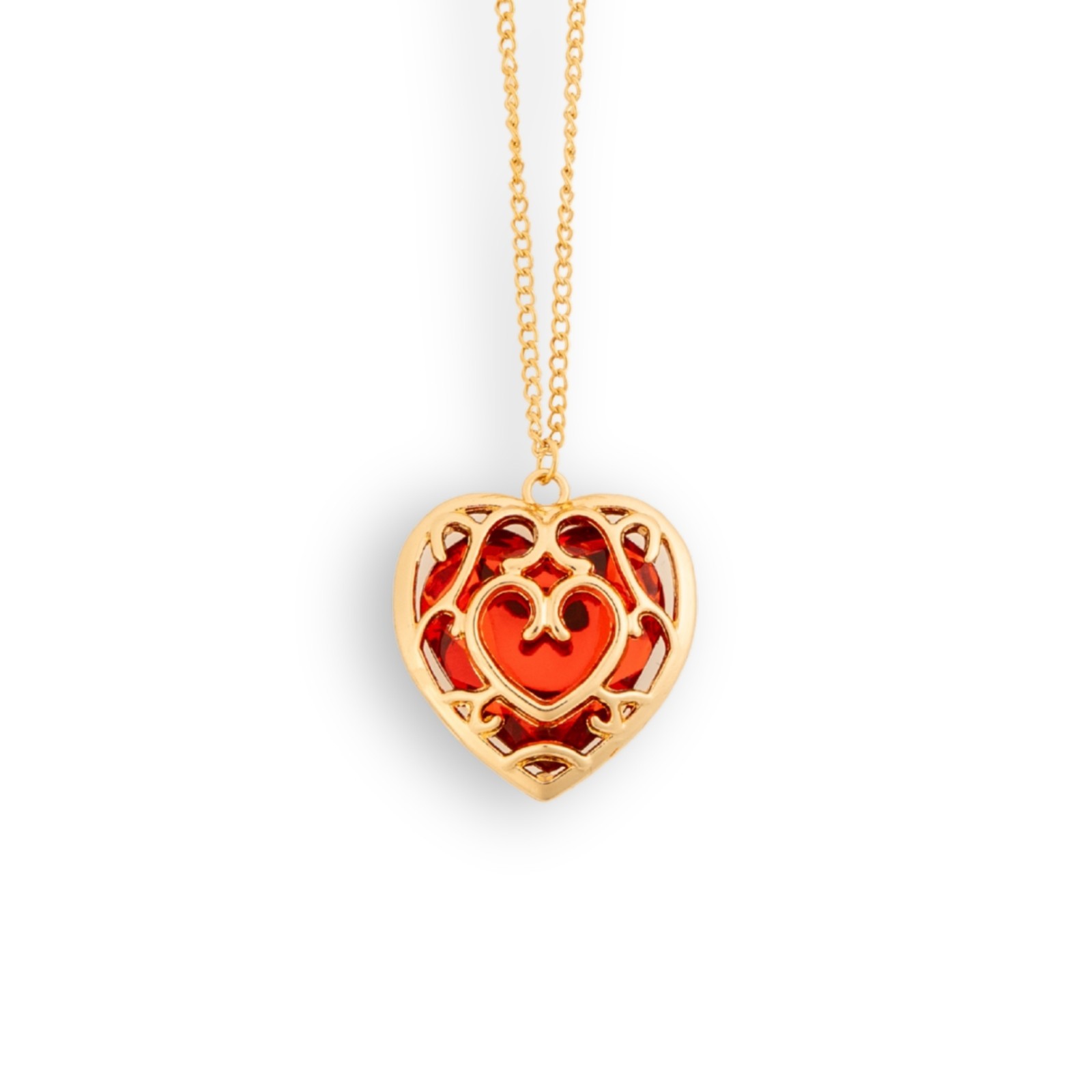 Legend of Zelda Heart Container Necklace Blue Crystal Pendant Gamer Cosplay
