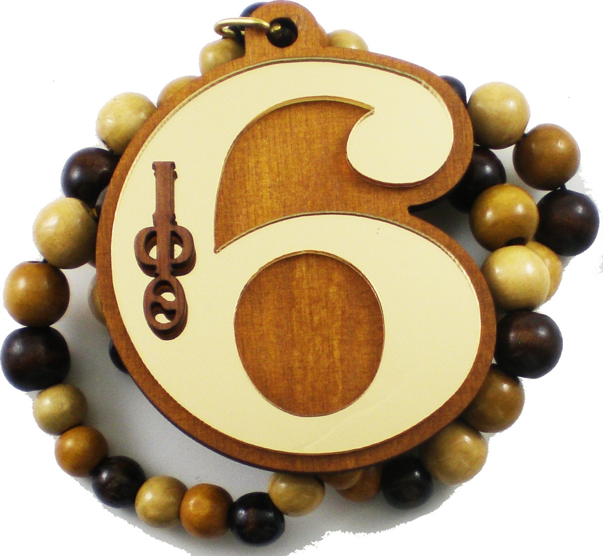 Iota Phi Theta Wood Color Bead Tiki Line #6 Medallion [Brown – 4″T]