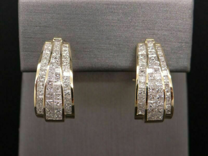 3Ct Round Cut Lab-Created Hoop/Huggie Leverback Earrings 14K Gold Plated Silver