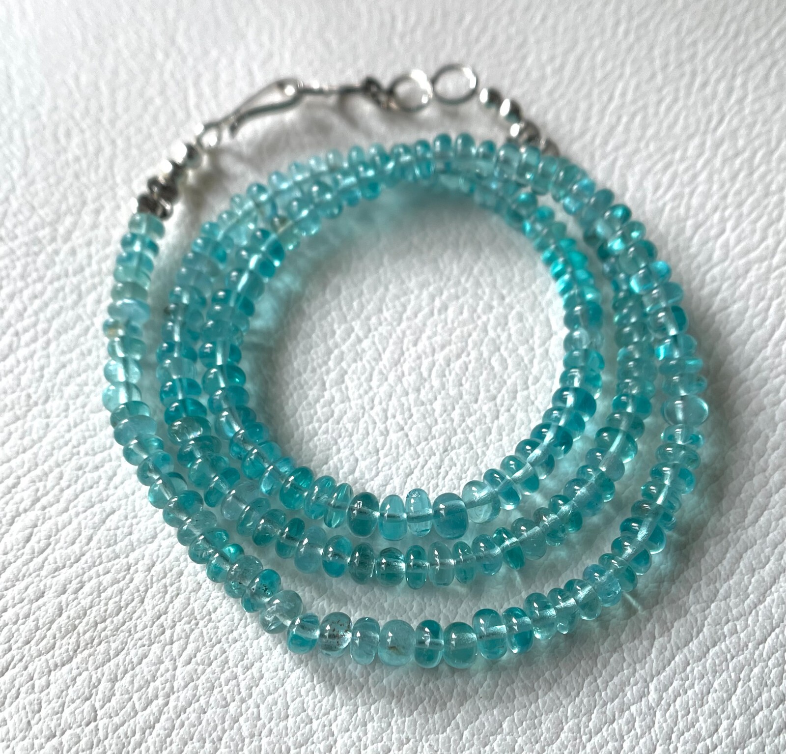 Natural Sky Apatite Gemstone Smooth Rondelle Beads Size – 5-6 mm Gemstone Beads