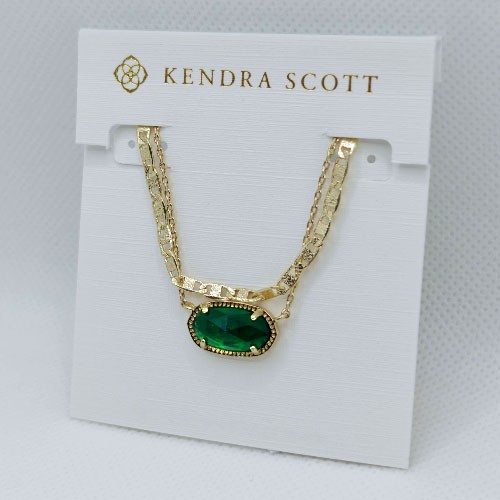Kendra Scott Elisa Multi Strand Gold Pendant Necklace In Jade Green