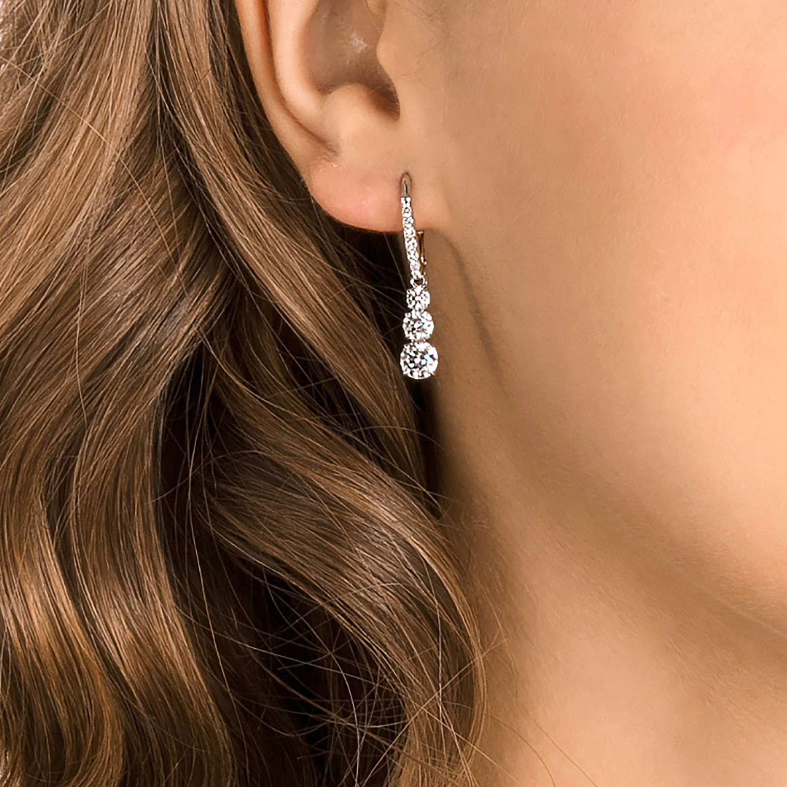 Swarovski Attract Trilogy Hoop White Rhodium Plated Earrings 5416155