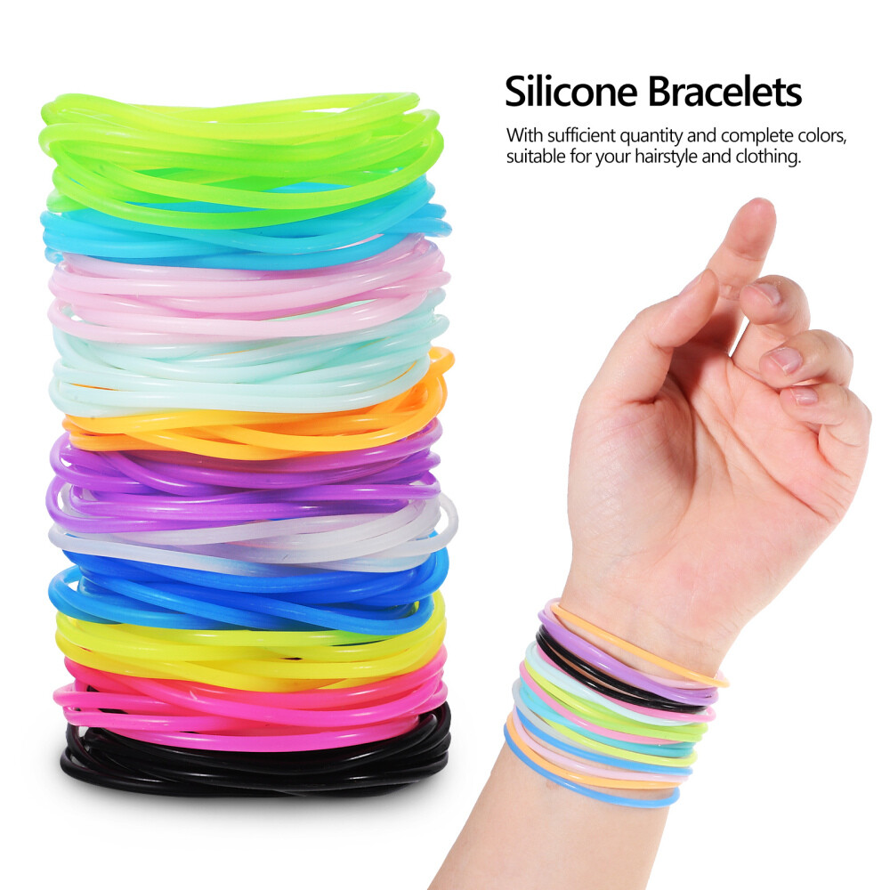150 Pcs Jelly Bracelets Bulk Black Kids Party Favors Silicone Headband