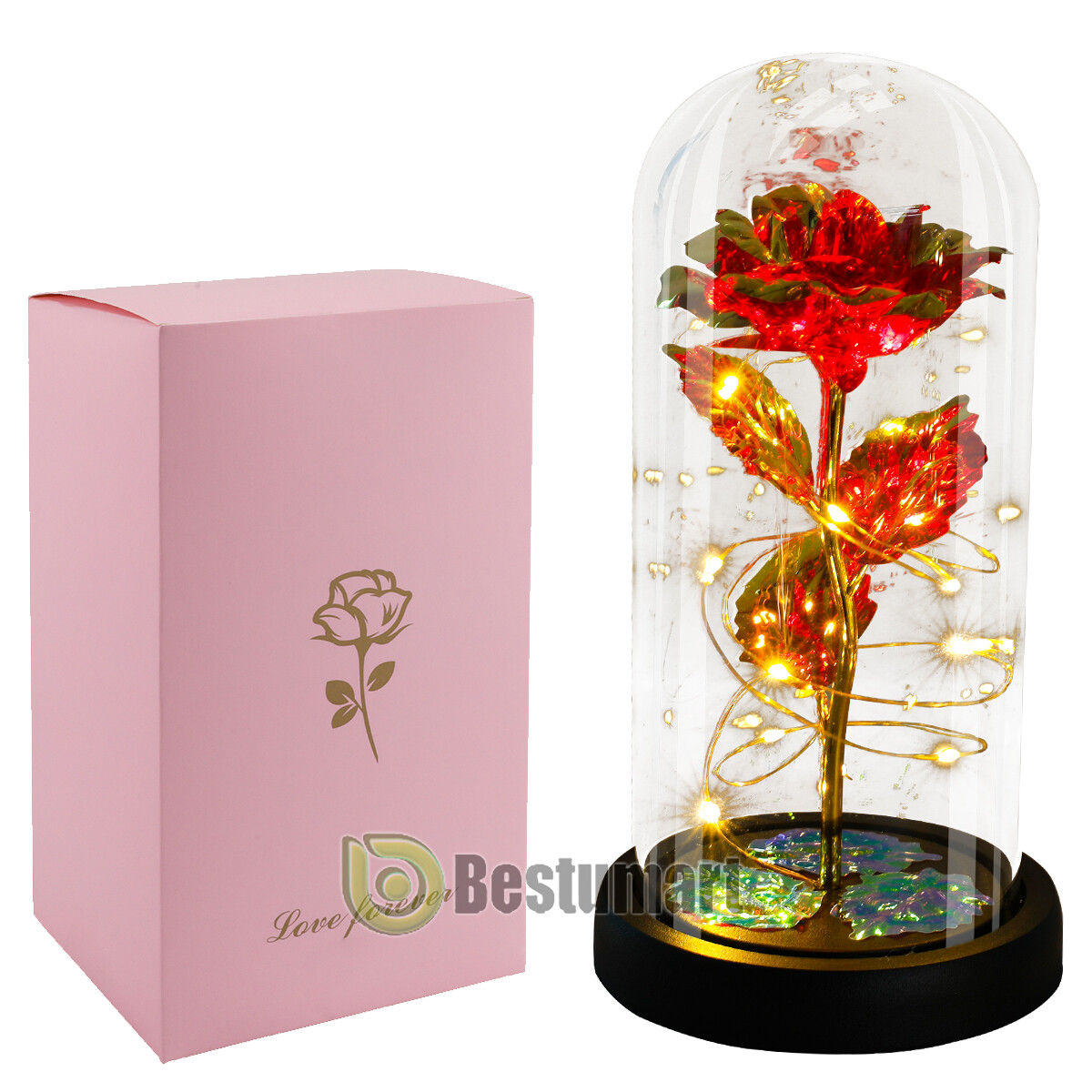 Valentines Day Gifts for Her – Crystal Galaxy Enchanted LED in Glass Rose Gifts