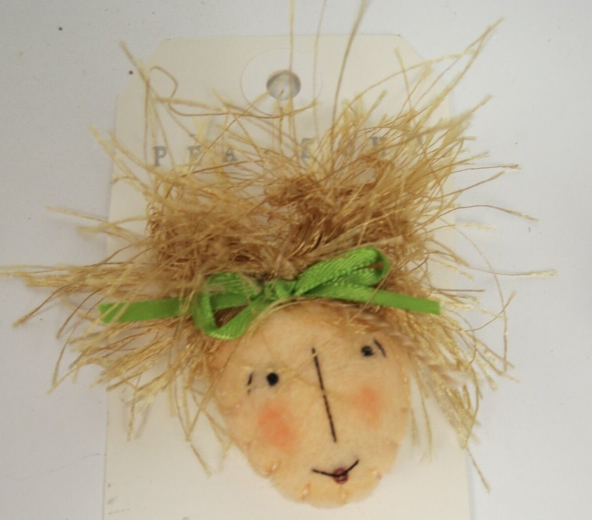 Nicole Golden Pea Soup Wool Felt Brooch True Beauty Varied Ribbon Hair Whimsical