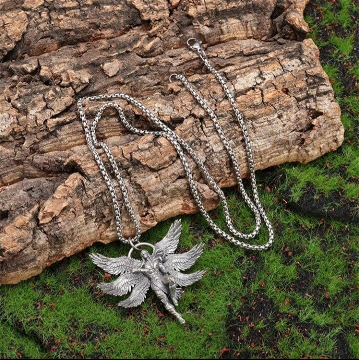 USA SELLER Mythical Seraph Warrior Patron Saint Pendant Necklace Fashion Silver