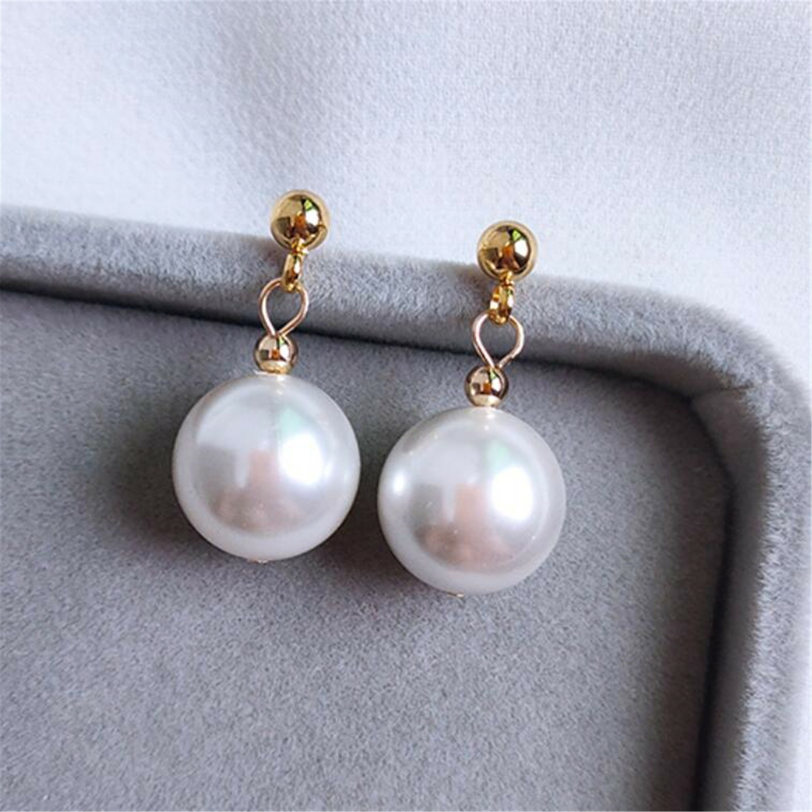 8/10/12/14/16MM White South Sea Shell Pearl Stud Earrings