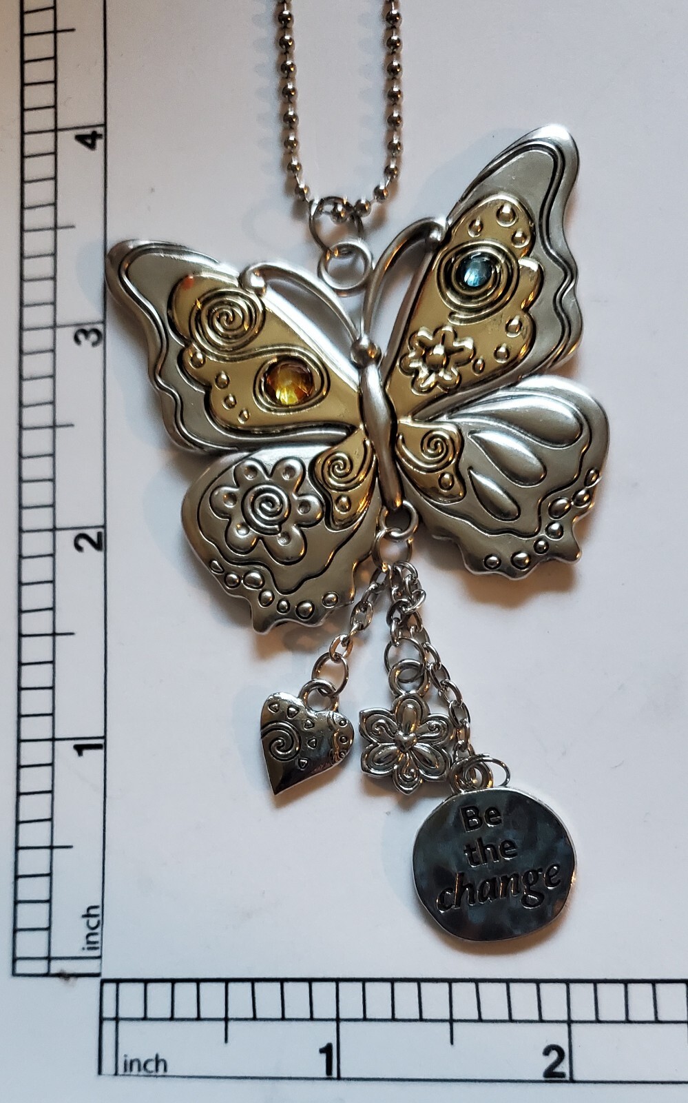 GANZ BUTTERFLY CAR CHARM WITH CHAIN FOR REAR-VIEW MIRROR BE THE CHANGE