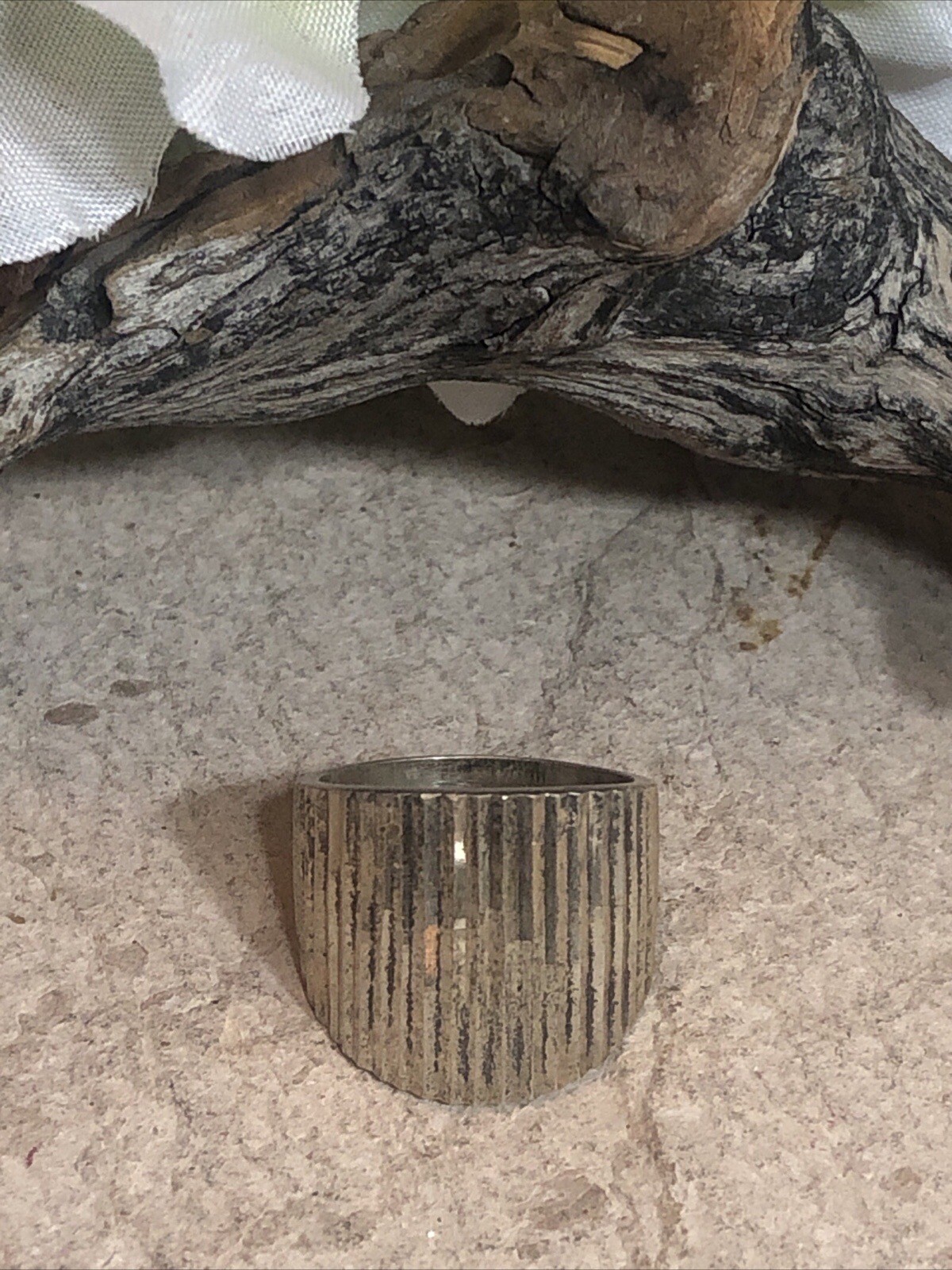4. Vintage SU 925 Sterling Silver Wide To Narrow Ribbed Ring 7.75s, 13.2g Mexico