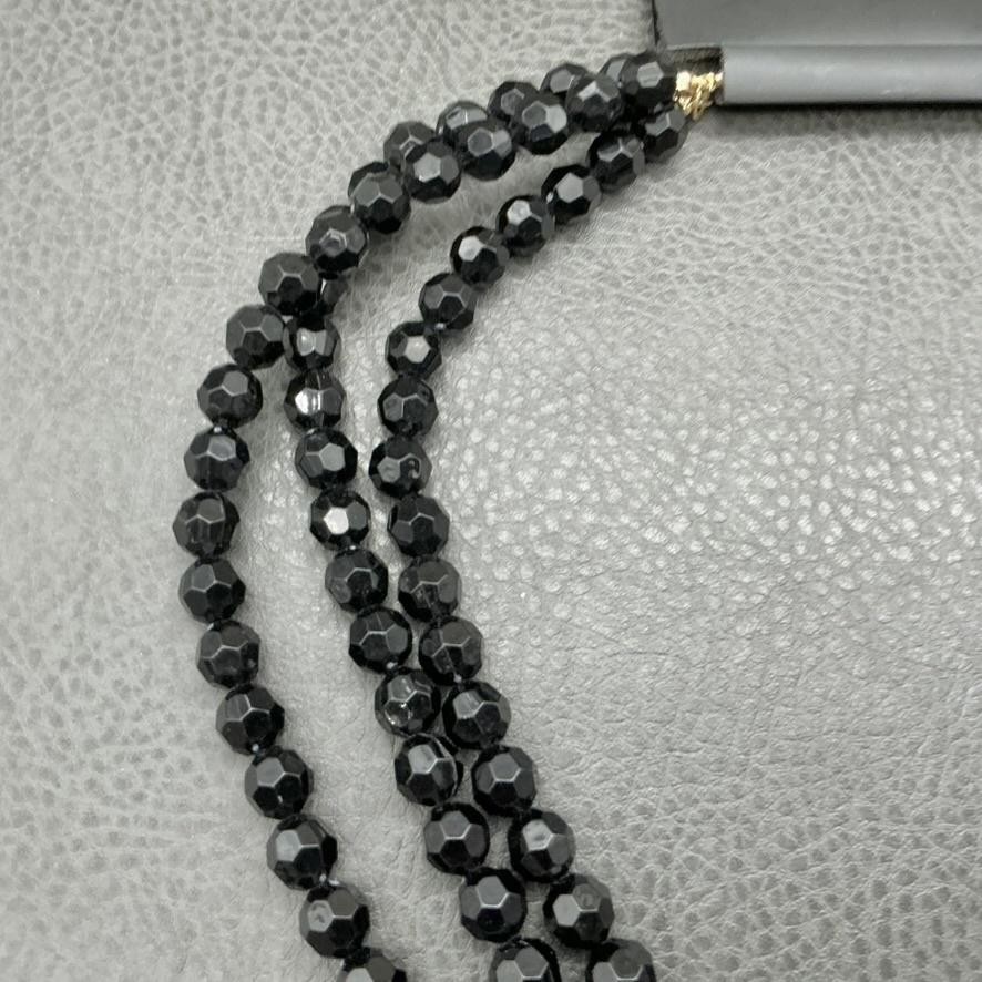 New York & Company Statement Necklace Black Beaded Multi-Strand Rhinestone
