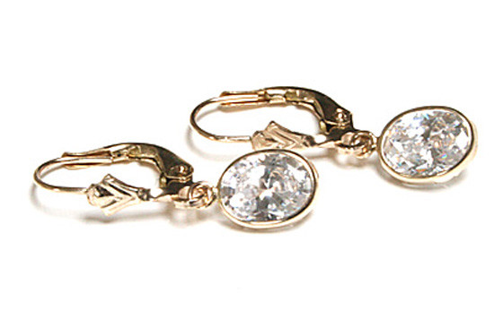 9ct Gold CZ LeverBack Earrings Made in UK Gift Boxed