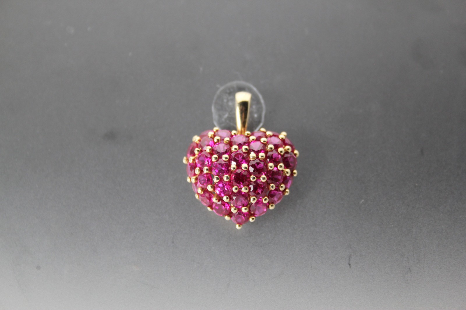 14K Yellow Gold Treated Ruby Cluster Heart Shaped Pendant 5.6 Grams (PEN10195)