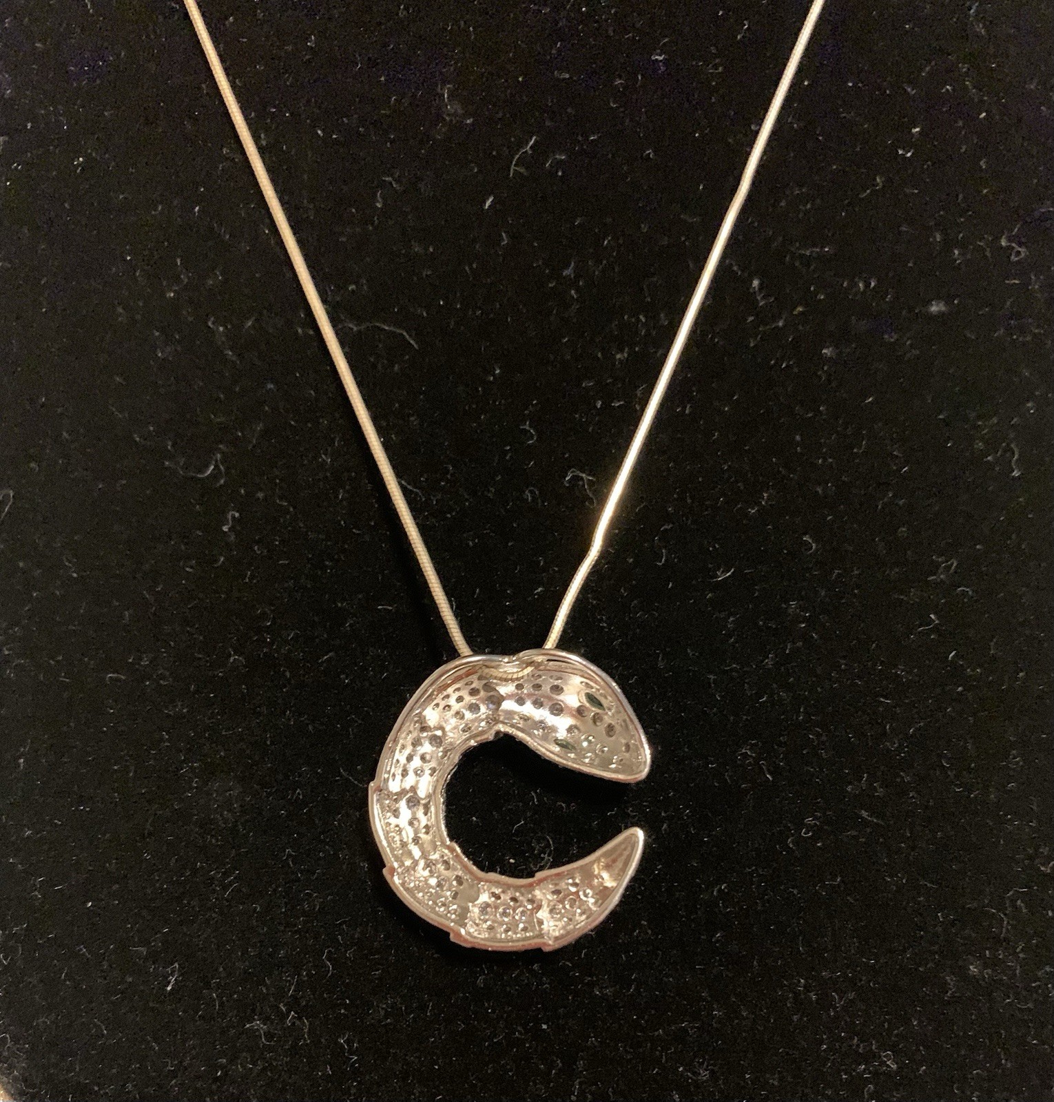 Sterling Silver CZ Snake Pendant Signed BSI , Necklace 19” 8.0 Gm