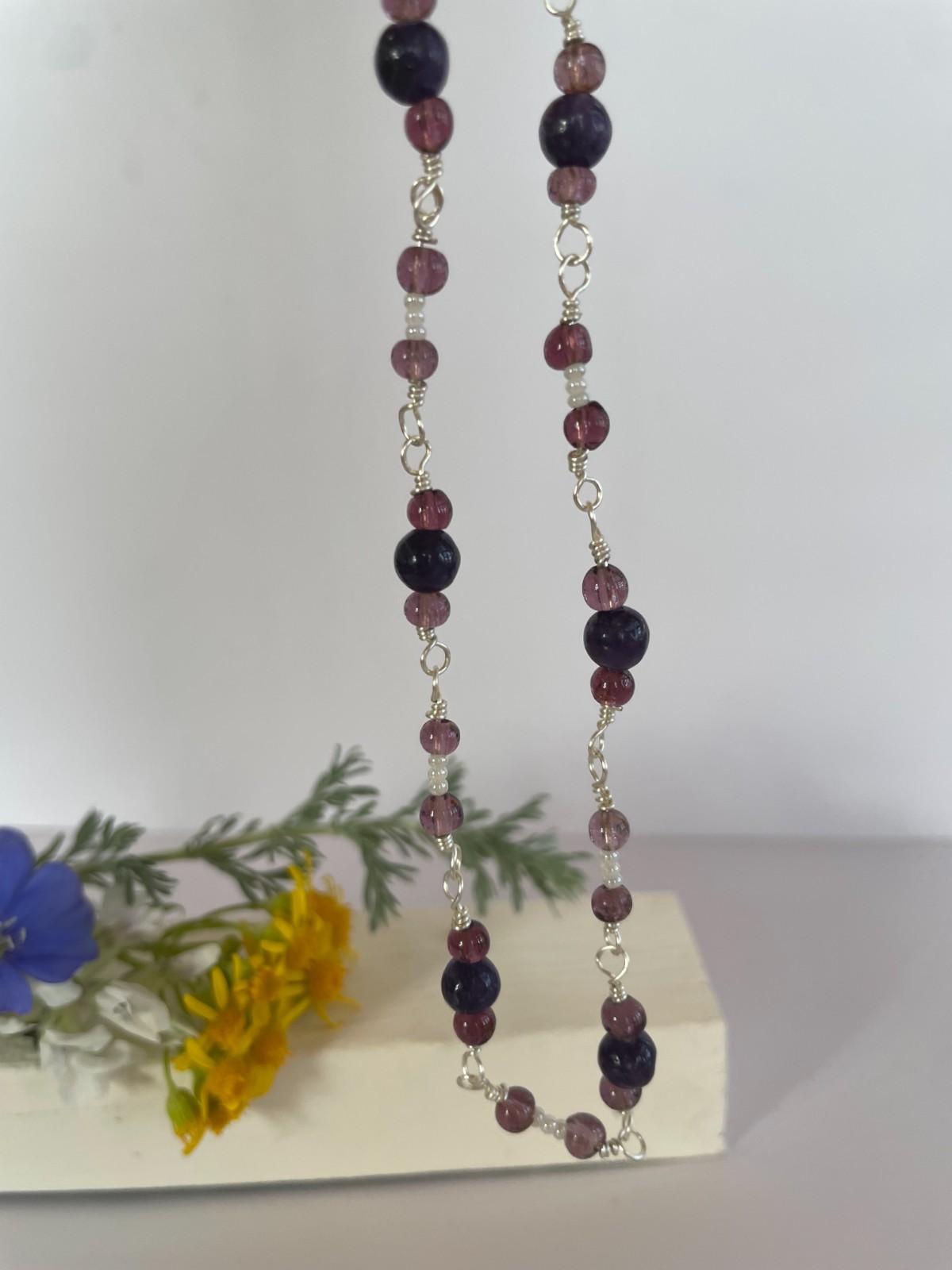 Dark Purple Glass Beaded Necklace – All proceeds donated to wild animal rescue