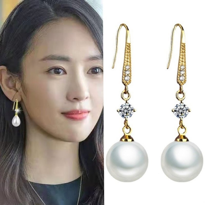925 Silver Pearl Zircon Butterfly Tassel Earrings Stud Drop Dangle Women Jewelry