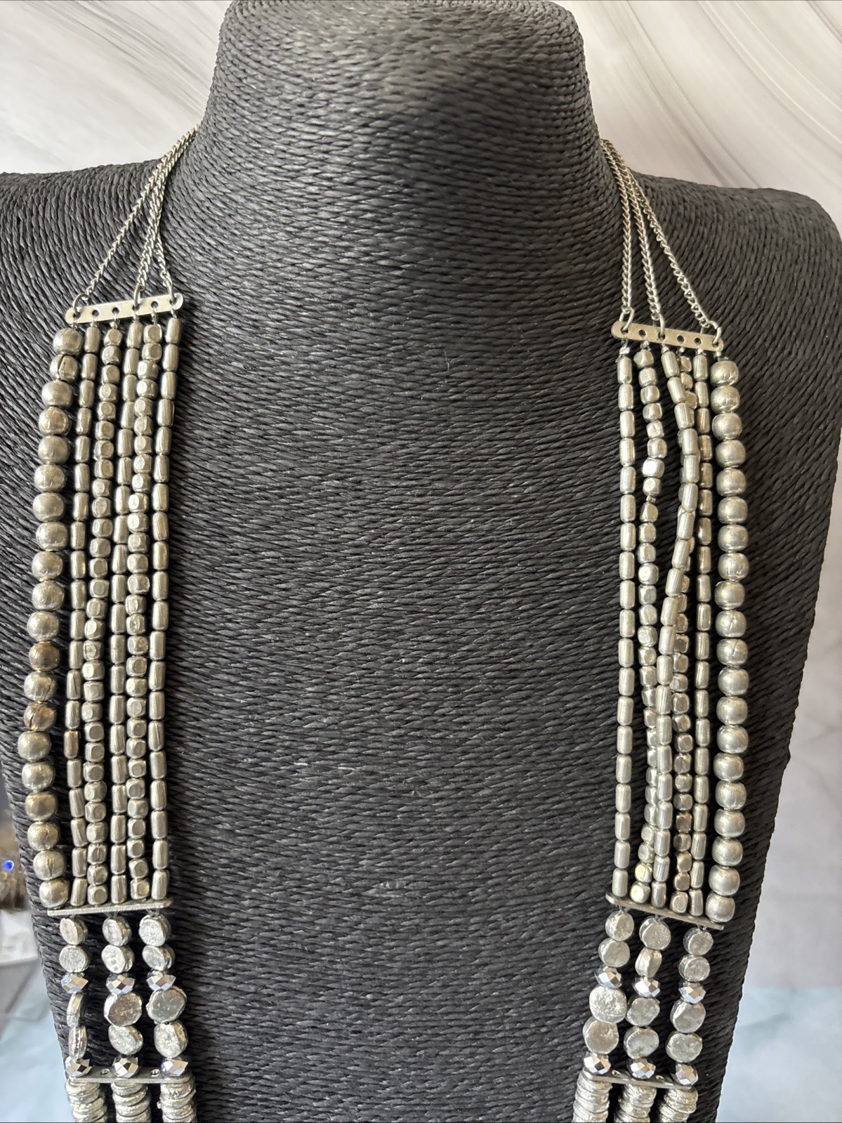 Statement Necklace Layered Chains Beads Faceted Biker Prom Goth Whimsy Trend