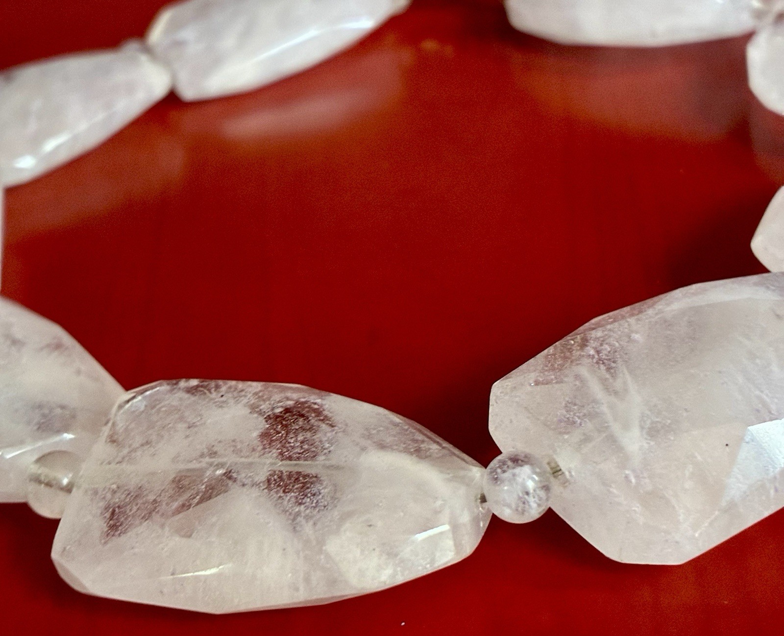 Faceted Clear Quartz Beaded Statement Necklace