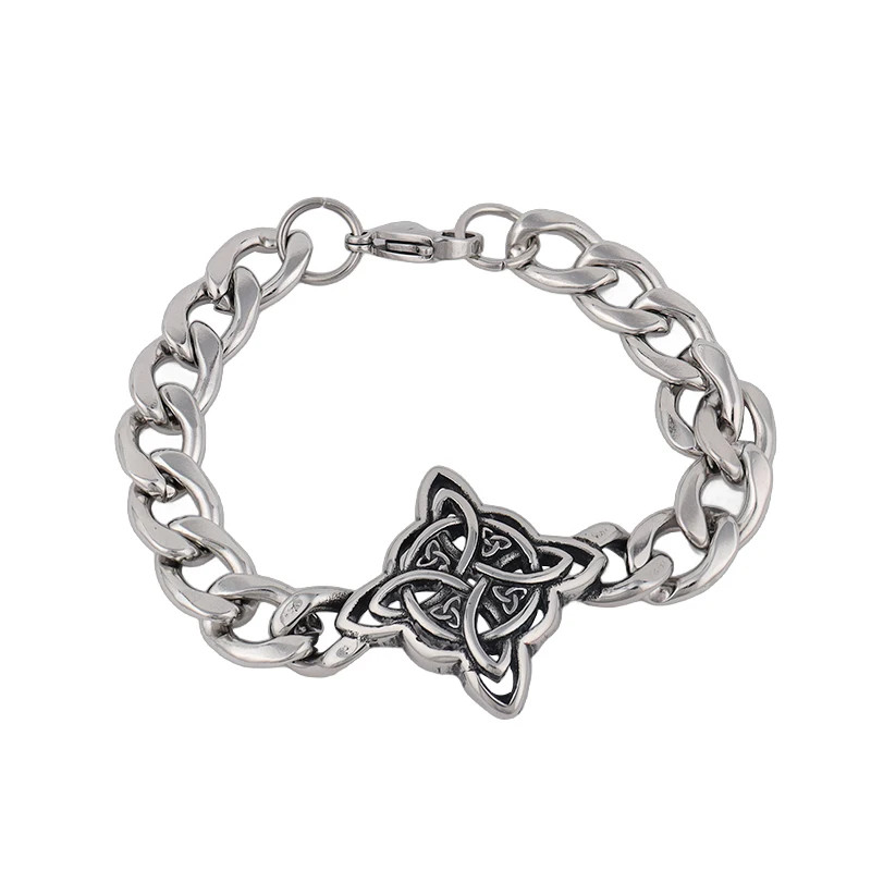 Nordic Witch Knot Bracelet Stainless Steel Viking Celtic Protection Chain Bangle