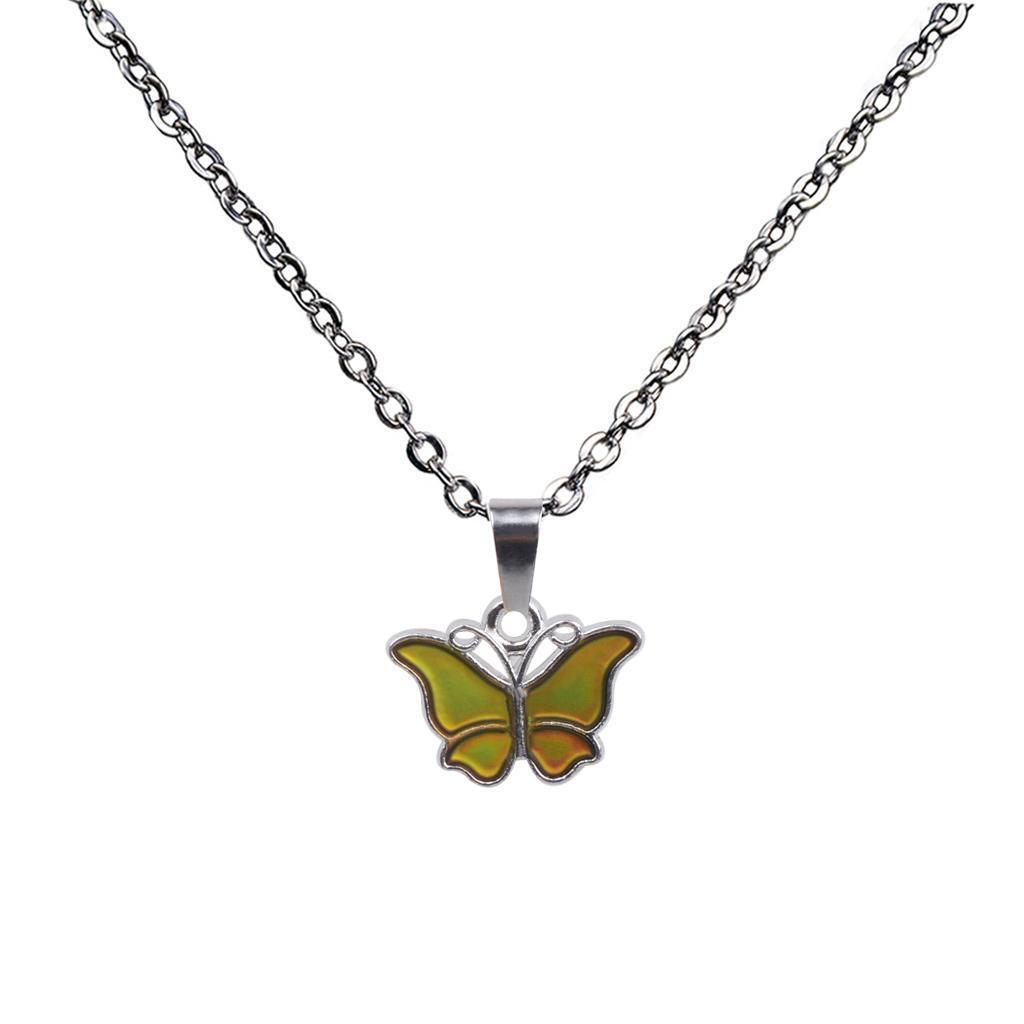 Cute Butterfly Pendant Color Change Mood Stainless Steel Chain Necklace