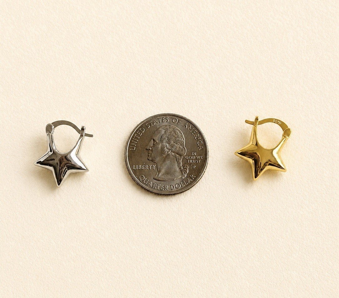 18K Gold Plated Star Huggie Earrings Celestial jewelry 079
