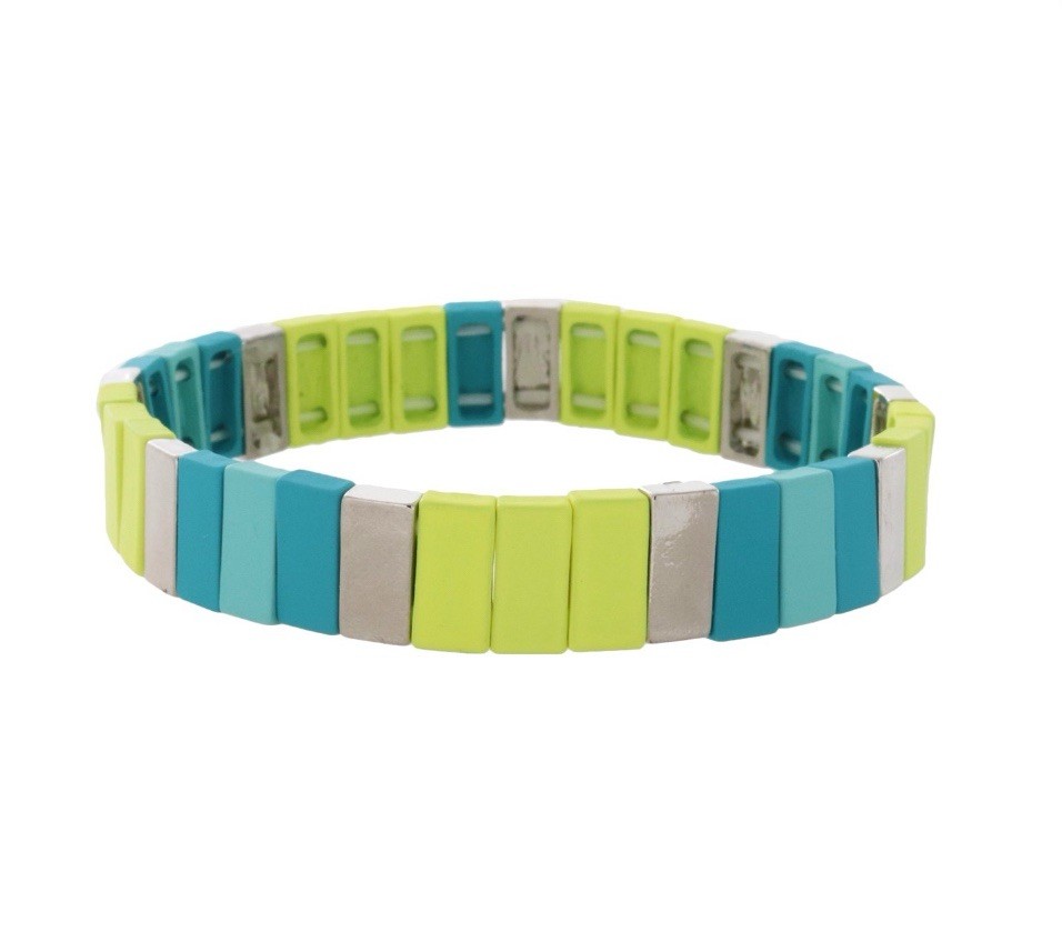 NO BOUNDARIES Women’s Colorful Tone Stretch Tile Bracelet Beach Fashion