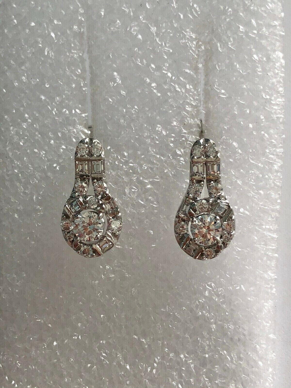 1.50Ct Round Cut Simulated Diamond Vintage Drop Earring In 14k White Gold Plated