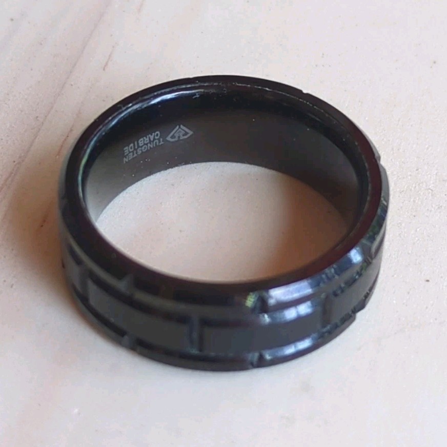 Black Tungsten Carbide Band Ring Size 10 Tungsten Base Metal No Stone