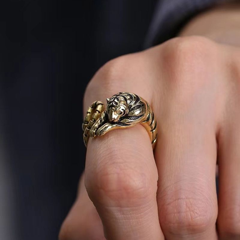 Fierce Tiger Adjustable Opening Ring Men And Women Vintage Animal Jewelry Gift