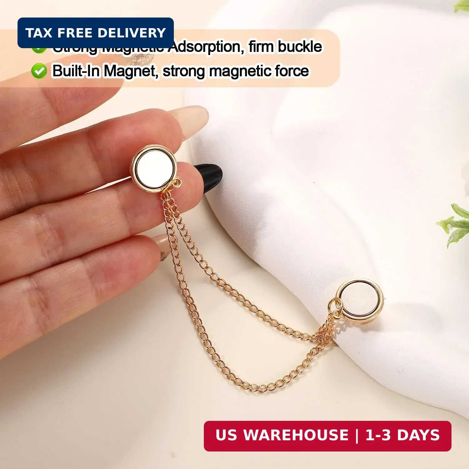 6pcs Magnetic Clothing Clips with Chain, Multi-Function Magnet Button Pins Hijab