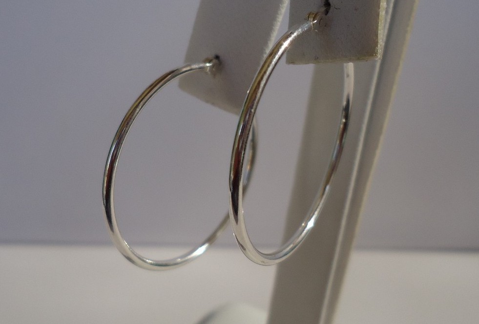 925 STERLING SILVER LADIES HOOP EARRINGS 35MM IN DIAMETER FINE QUALITY