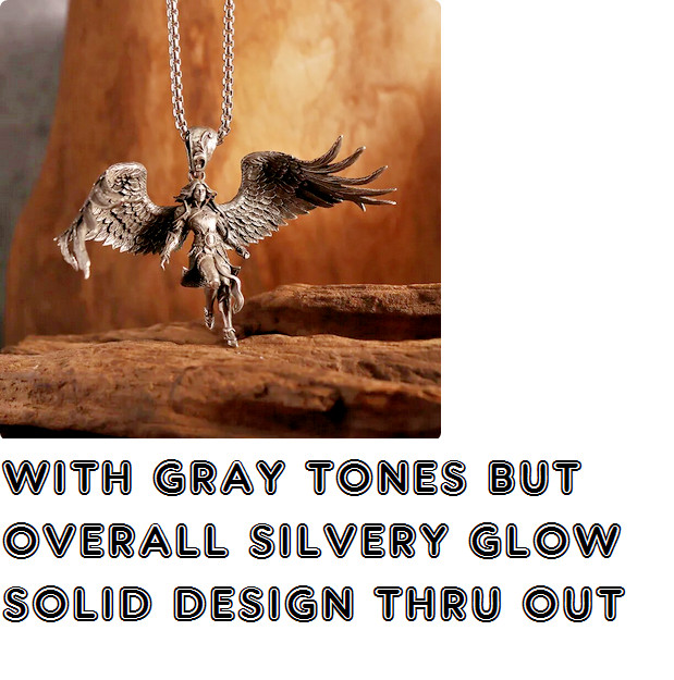 LARGE ARCHANGEL ANGEL PRAY WING Pendant On 26″ Plated 925 Sterling Silver Chain