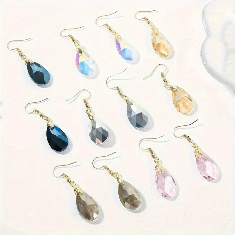 6/12/18 Pair Drop Dangle Drop Earrings with Crystals Multicolour Jewellery